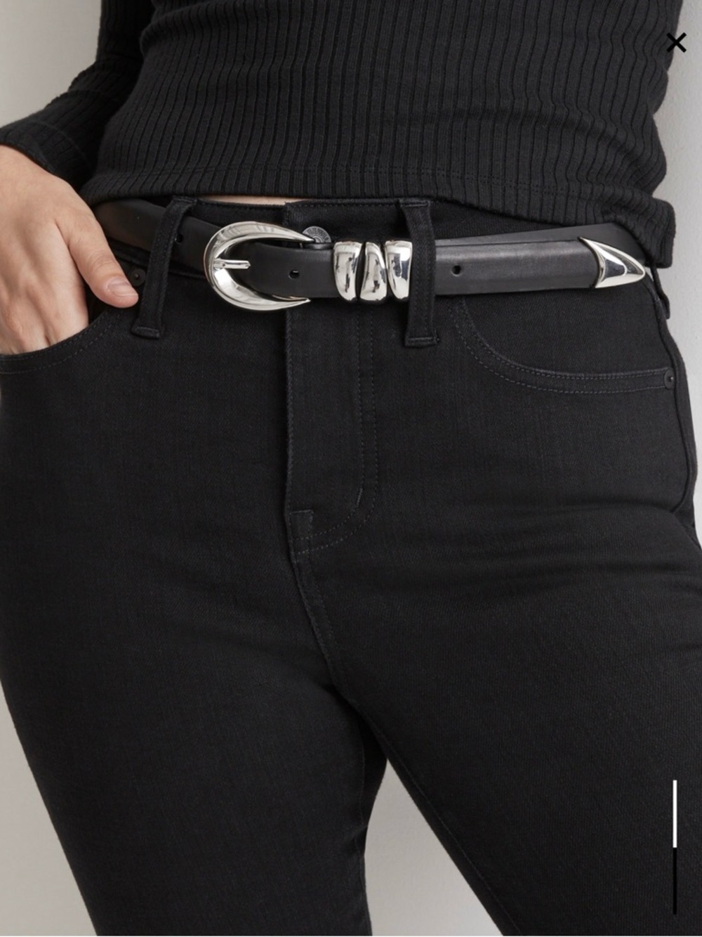 Madewell Black Triple Metal Keeper Belt NWT Size Large - Picture 2 of 4